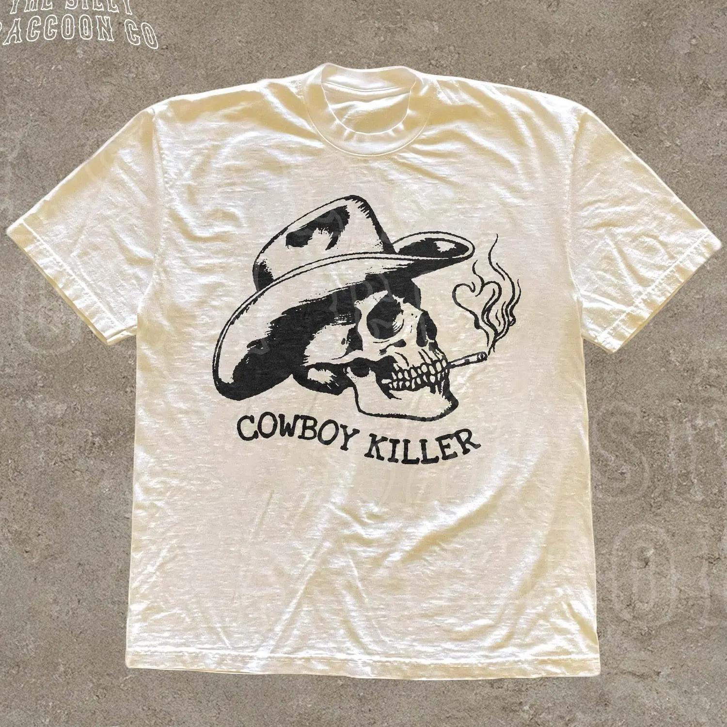 Cowboy Skull Shirt, Western Gothic Tee, Outlaw Aesthetic Graphic Tee